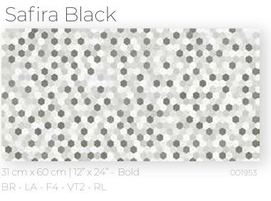 Tile Ceramic 12"X24" 31X60CM Safira Black