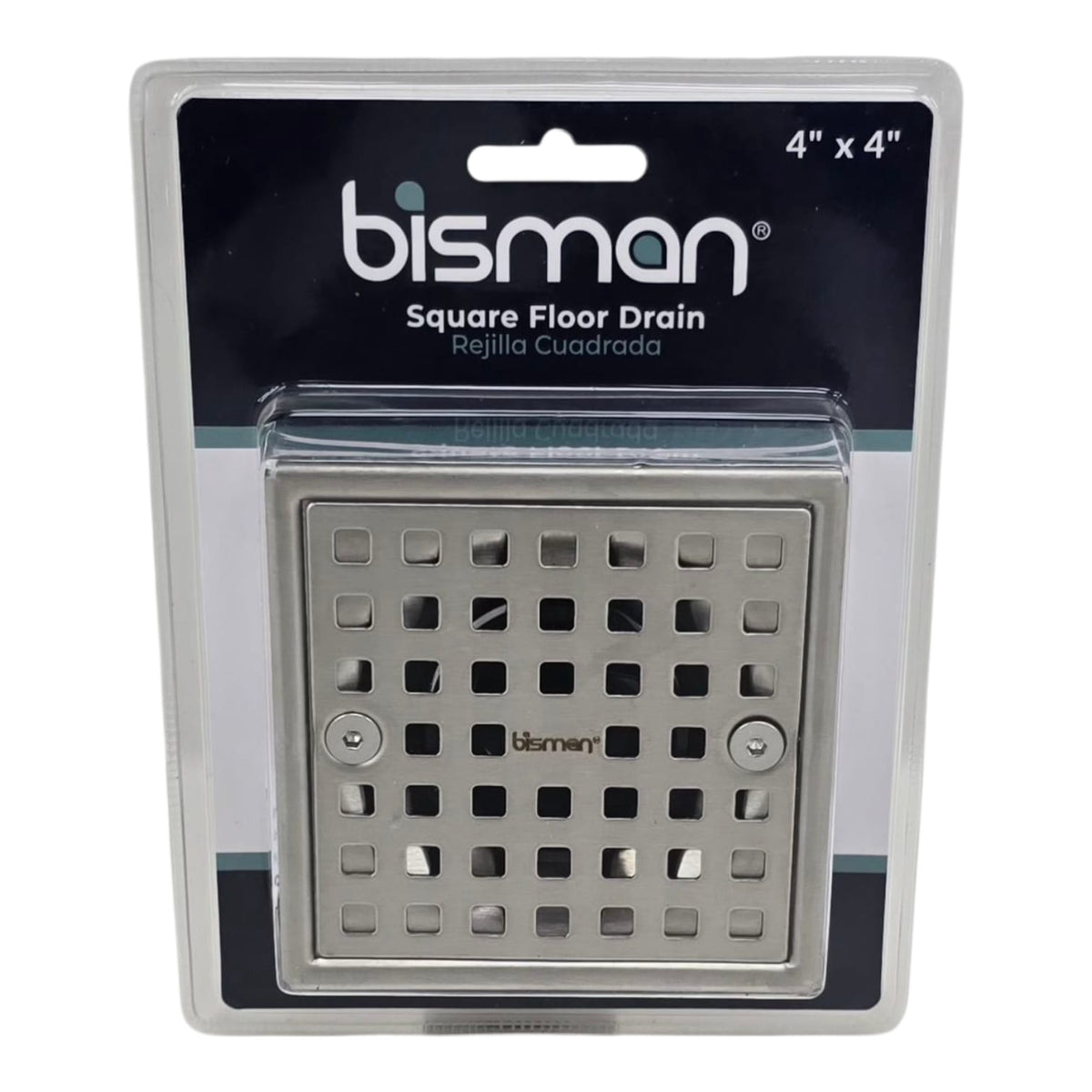 BISMAN Floor Drain Square 4" X 4" Stainless Steel BMFD144S