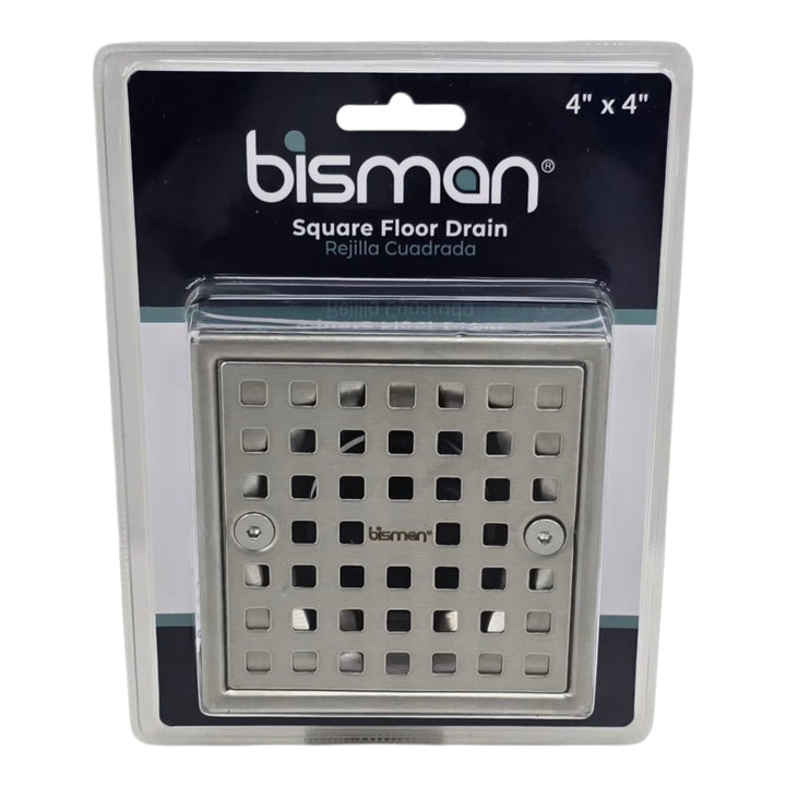 BISMAN Floor Drain Square 4" X 4" Stainless Steel BMFD144S