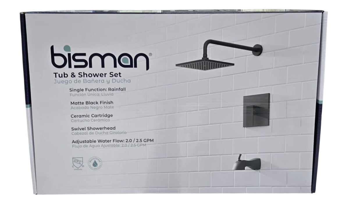 BISMAN Tub & Shower Mixer BMBSF007MB Matt Black