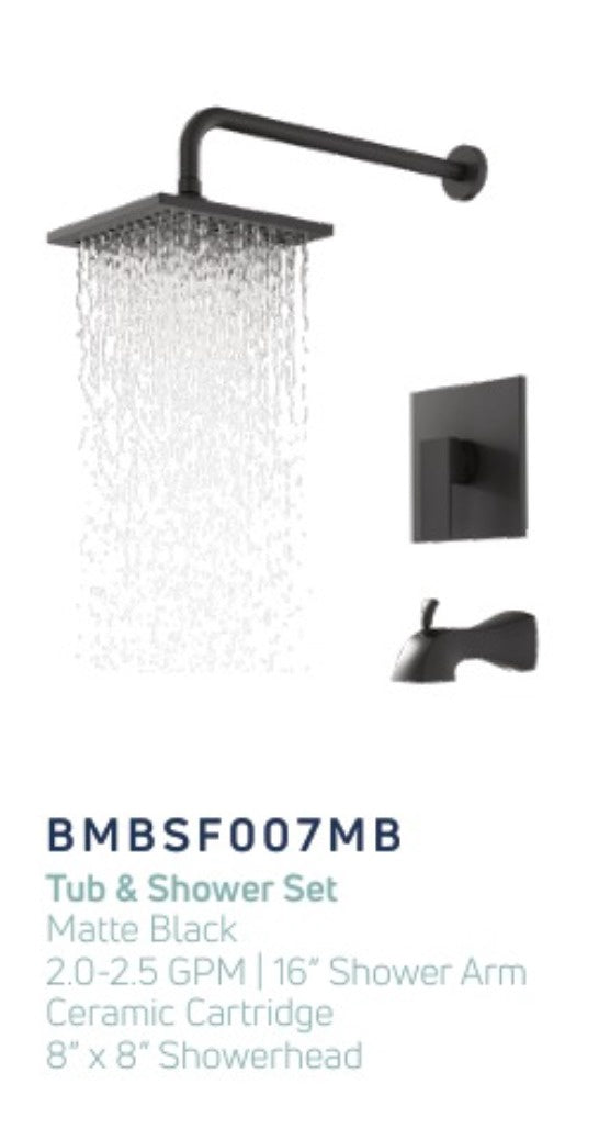 BISMAN Tub & Shower Mixer BMBSF007MB Matt Black