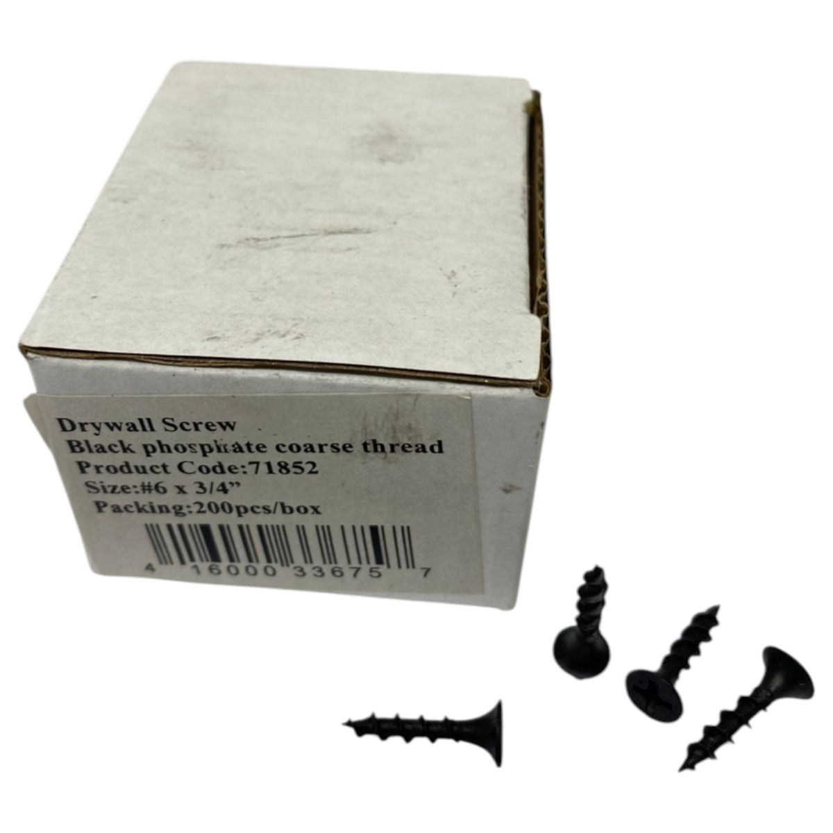 Screw Drywall 6 X 3/4" Black 200PCS Box 71852 Coarse Thread