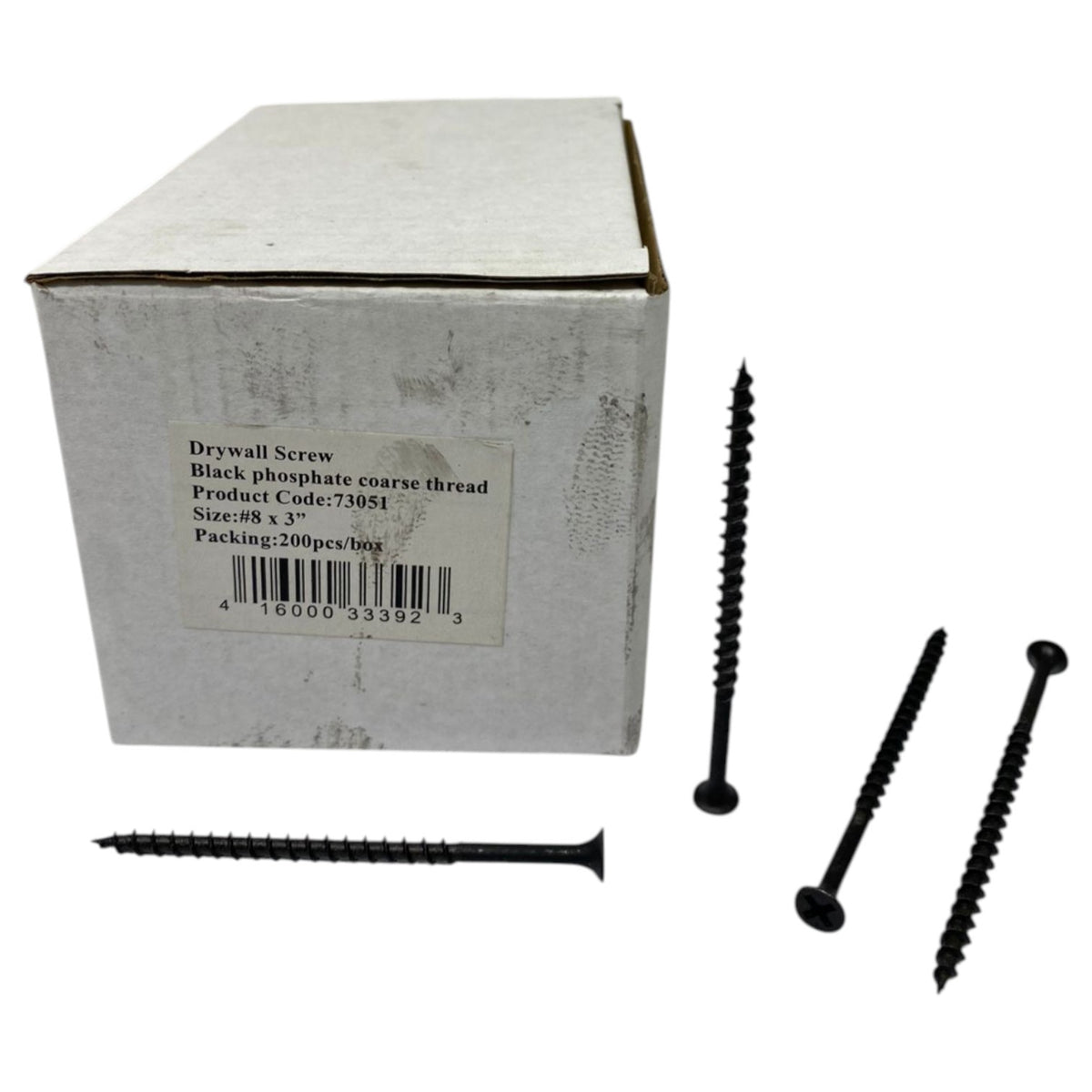 Screw Drywall 8 X 3" Black 200PCS Box 73051 Coarse Thread