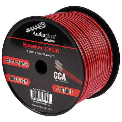 AUDIO PIPE Speaker Wire 12G Cable 12-500 Blk Black and Red 500FT Sold Per Roll