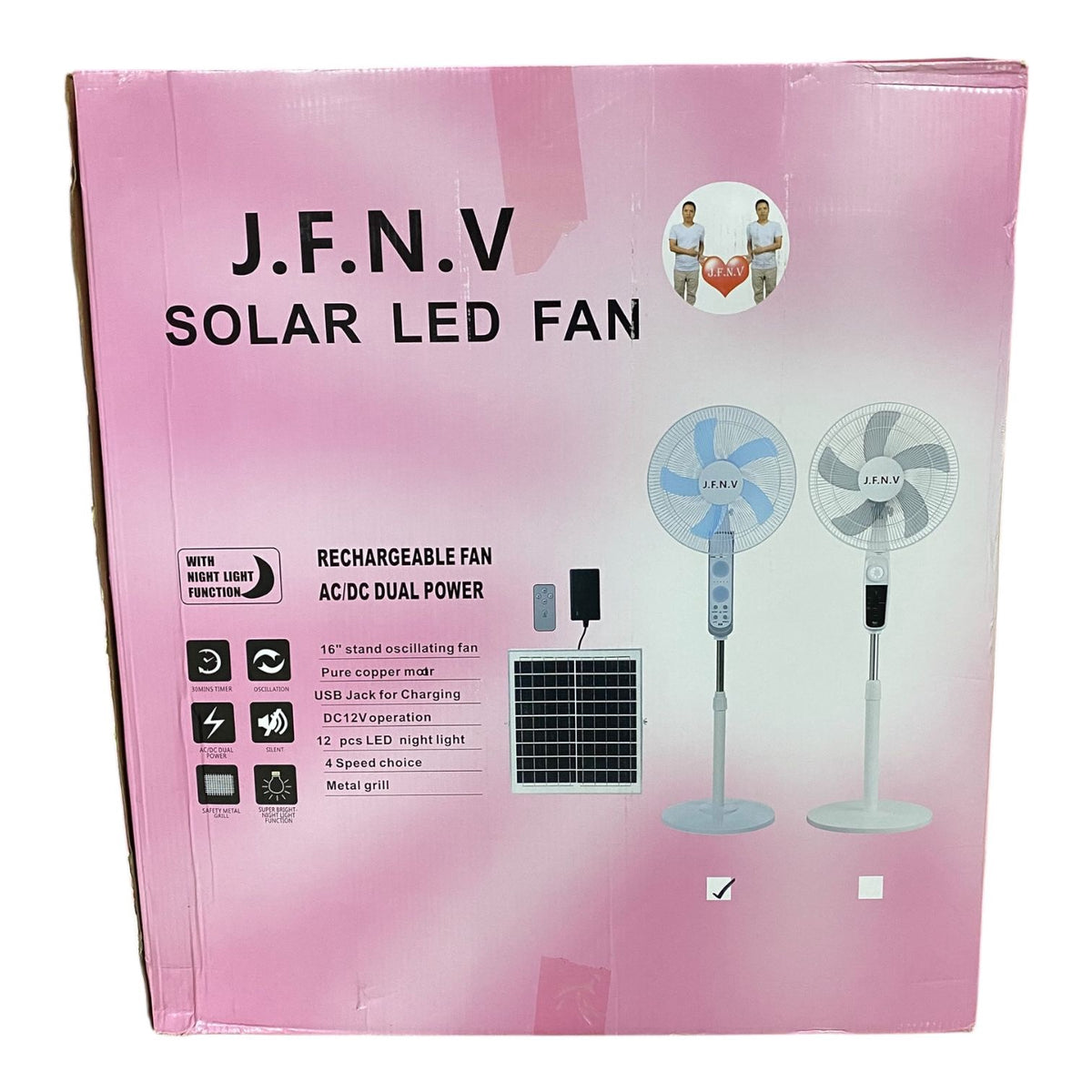 JFNV Fan 16" J.f.n.v XS-2009 Solar Rechargeable Floor AC/DC Dual Power with Remote