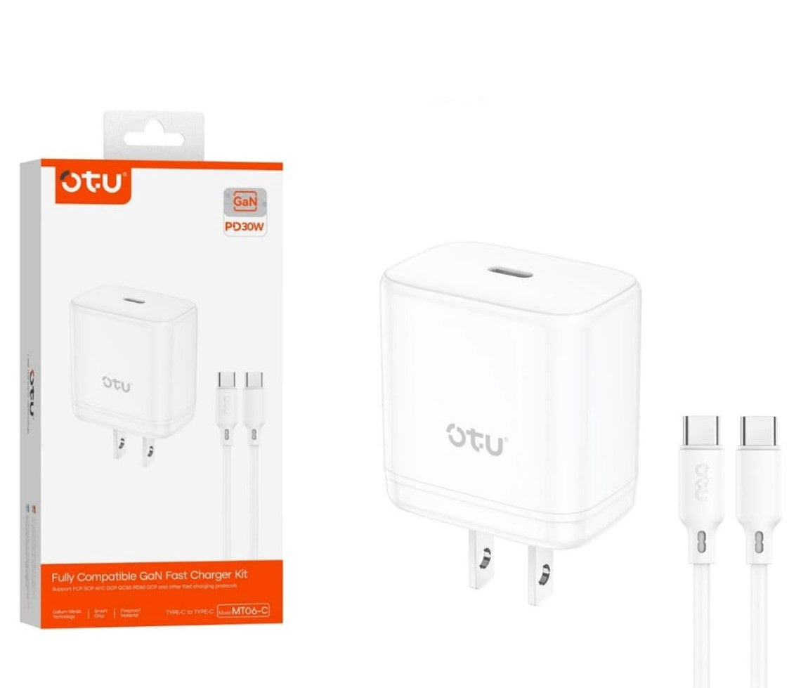 OTU Charger Cable USB MT06-C TYPE-C to TYPE-C Pd 30W Fully Compatible Gan Fast Charger Kit