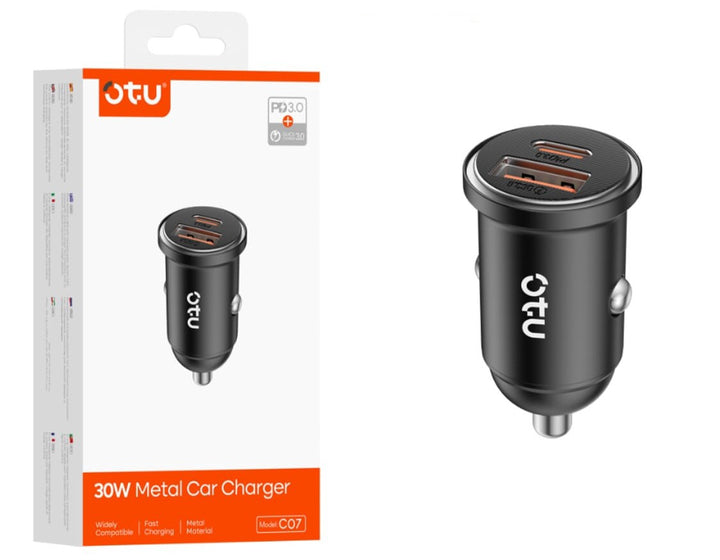 OTU Charger Car C07 Metal Car Charger 2USB Pd 30W Type C