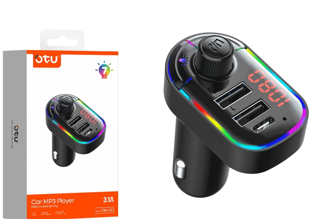 OTU Modulator FM CM-02 Car Bt MP3 Player Rgb Ambient Lighting 3.1A 2USB Charger