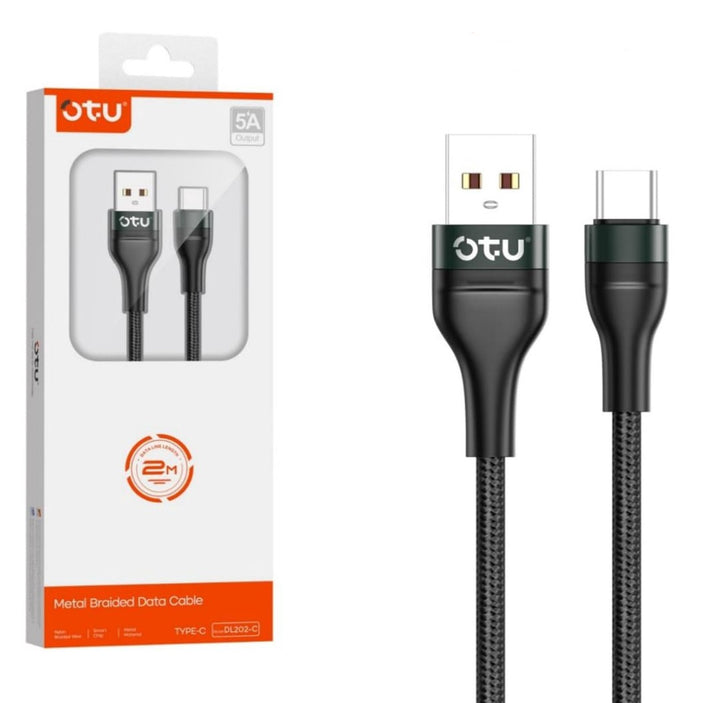 OTU Charger Cable USB DL202-C 2M TYPE-C 5A Fast Charging Data Cable Metal Braided