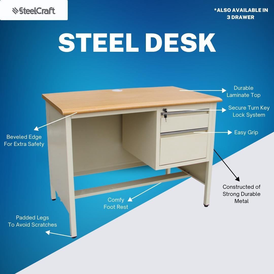 STEELCRAFT Office Desk Metal 48"X 24" 2 Drawer SC-D17
