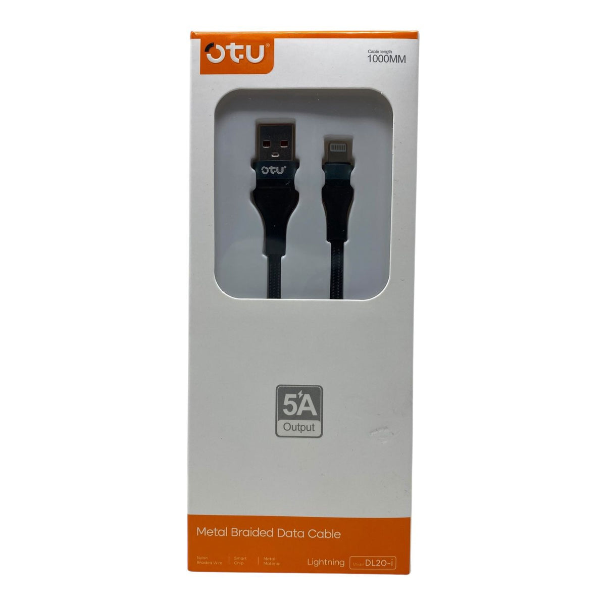 OTU Charger Cable USB DL20-I 1000MM Lightning 5A Fast Charging Data Cable Metal Braided
