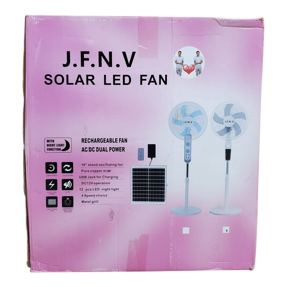 JFNV Fan 16" J.f.n.v XS-165B Solar Rechargeable Floor AC/DC Dual Power with Remote