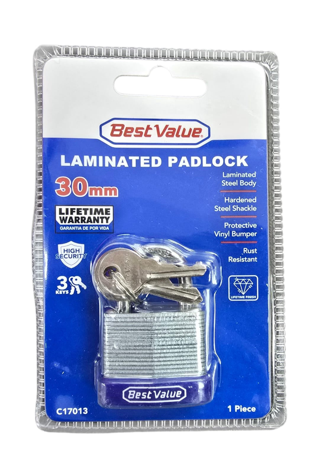 BEST VALUE Padlock 30MM #C17013 Laminated