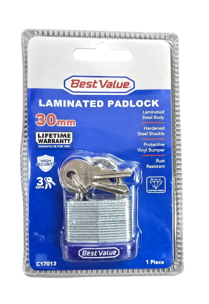 BEST VALUE Padlock 30MM #C17013 Laminated