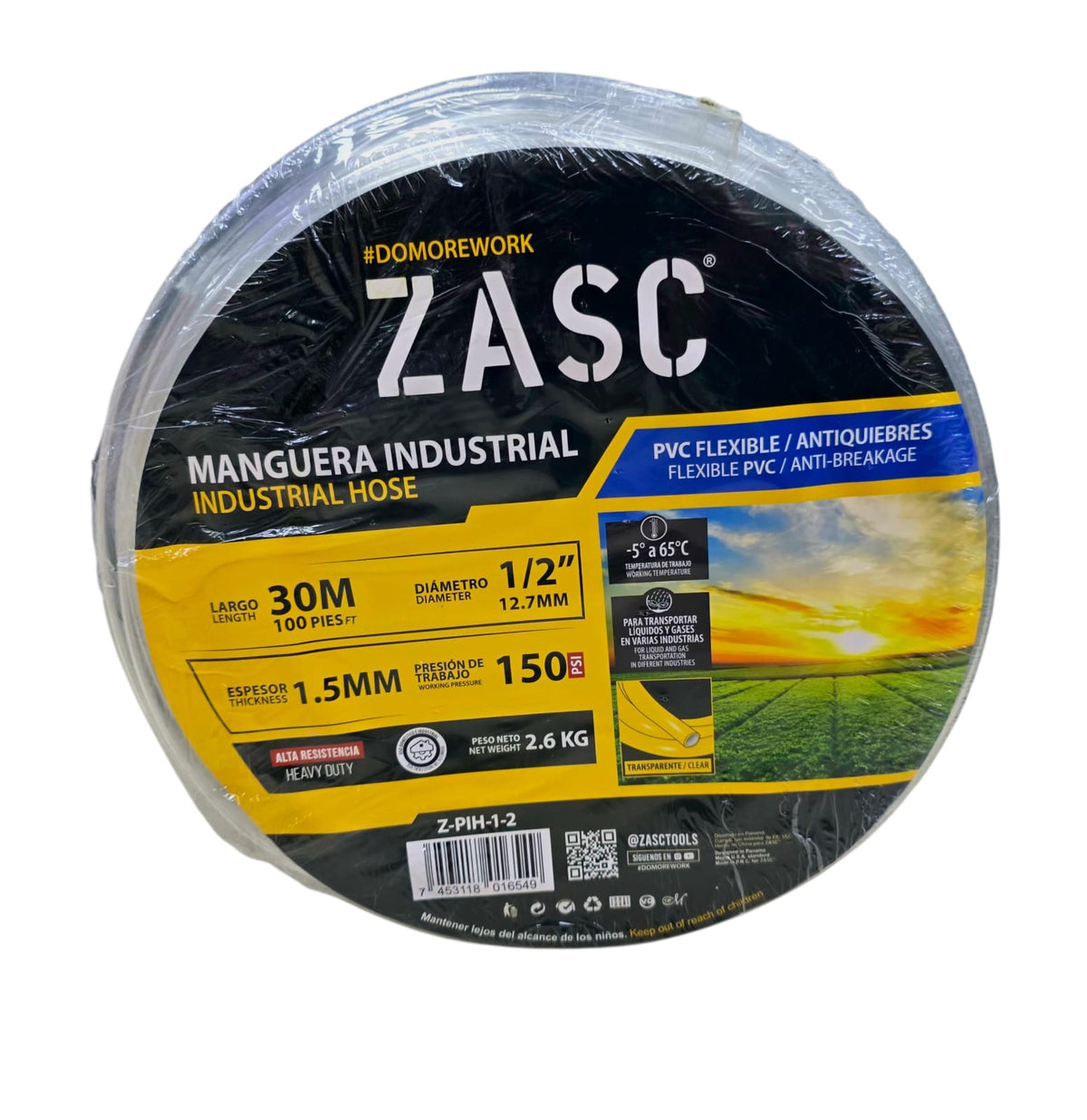 ZASC Hose Clear 1/2" 30M Roll Z-PIH-1-2