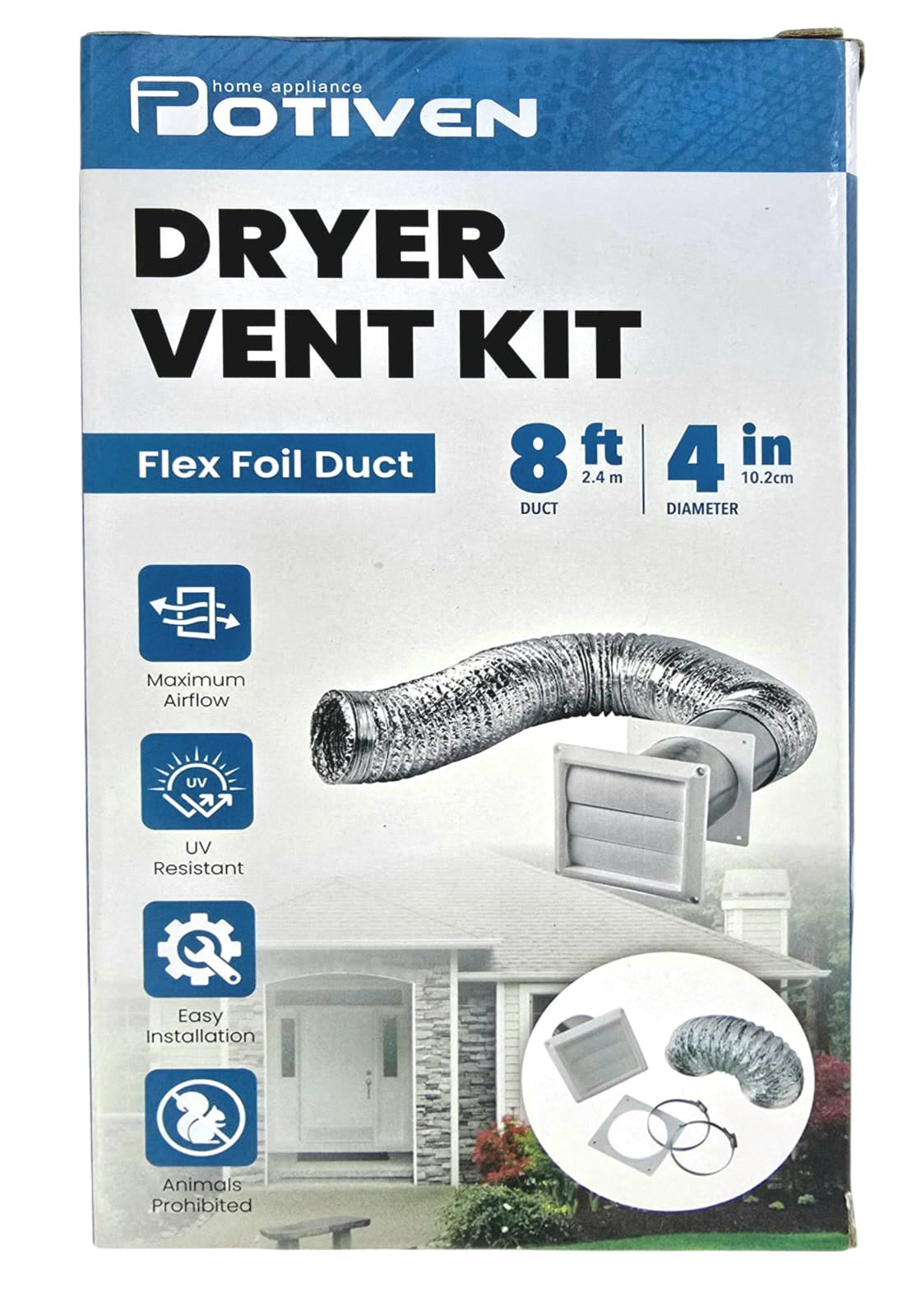 POTIVEN Duct Vent Kit 4" X 8FT GON-STLT0001