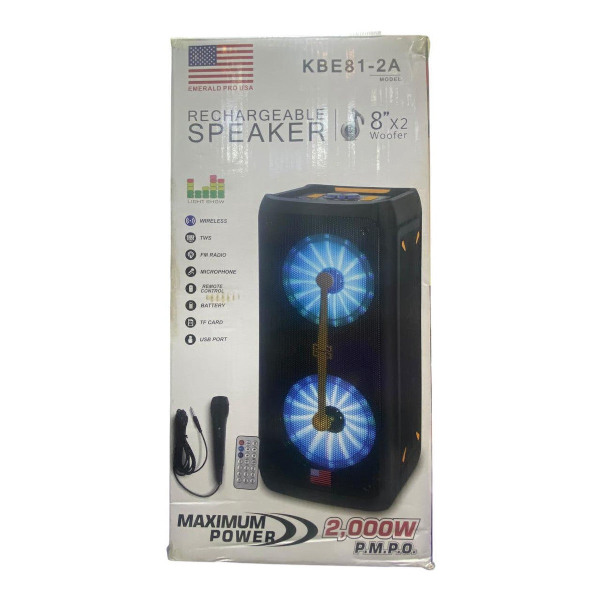 EMERALD Speaker Box 8" KBE81-2A Dual Powered Each