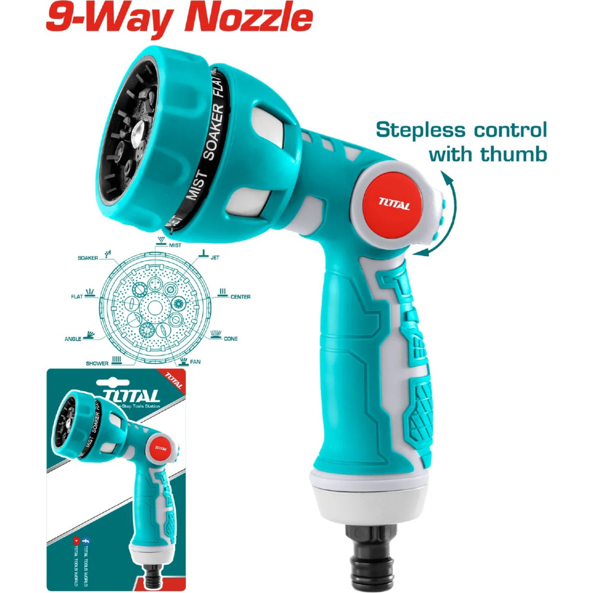 TOTAL Hose Nozzle THWSG6091 Spray 9 Pattern