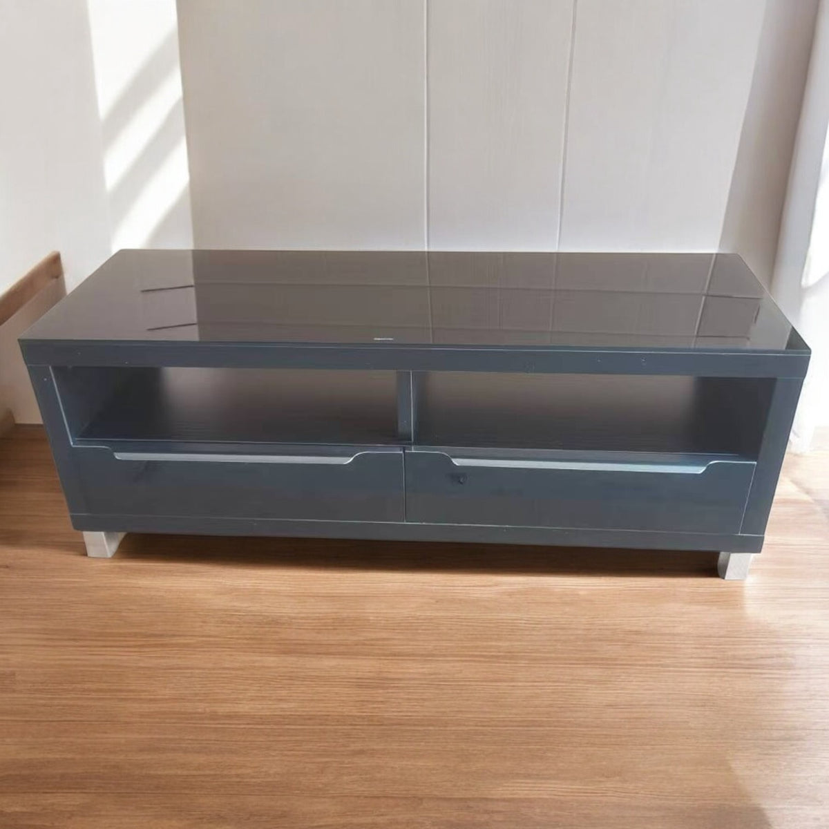 TV Stand 2120B Black Wood and Glass