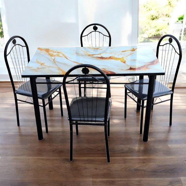 Glass Dining Table F05 with 4 Chair Set