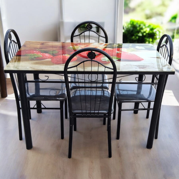 Glass Dining Table 681 with 4 Chair Set
