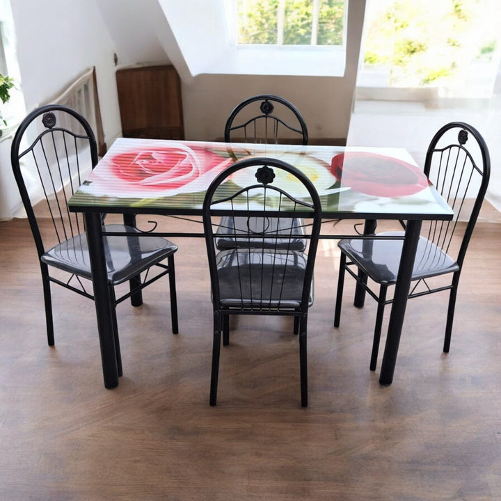 Glass Dining Table M45 with 4 Chair Set