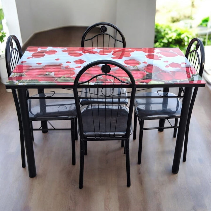 Glass Dining Table 694 with 4 Chair Set