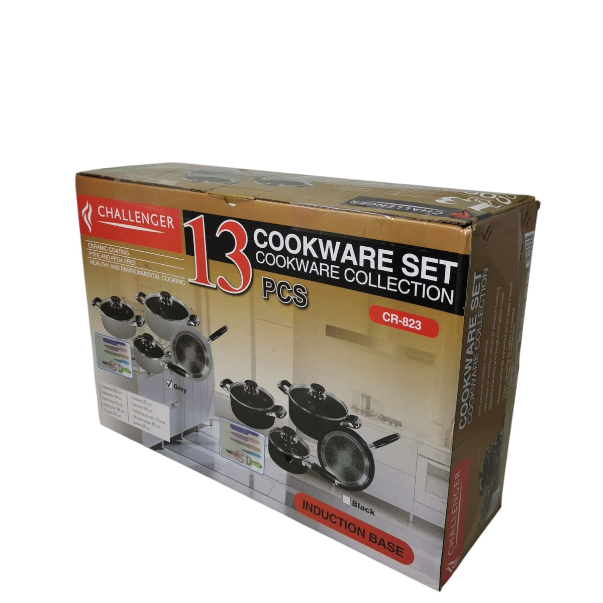 Pot Set 13PCS Challenger CR-823 Cookware Set Grey Induction Base