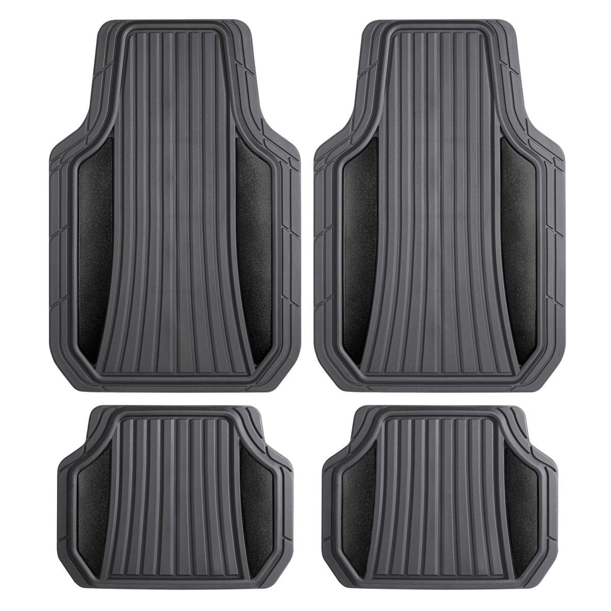 MAJIC Car Mat Universal 176 4PCS Rubber Black and Gunmetal Stylus