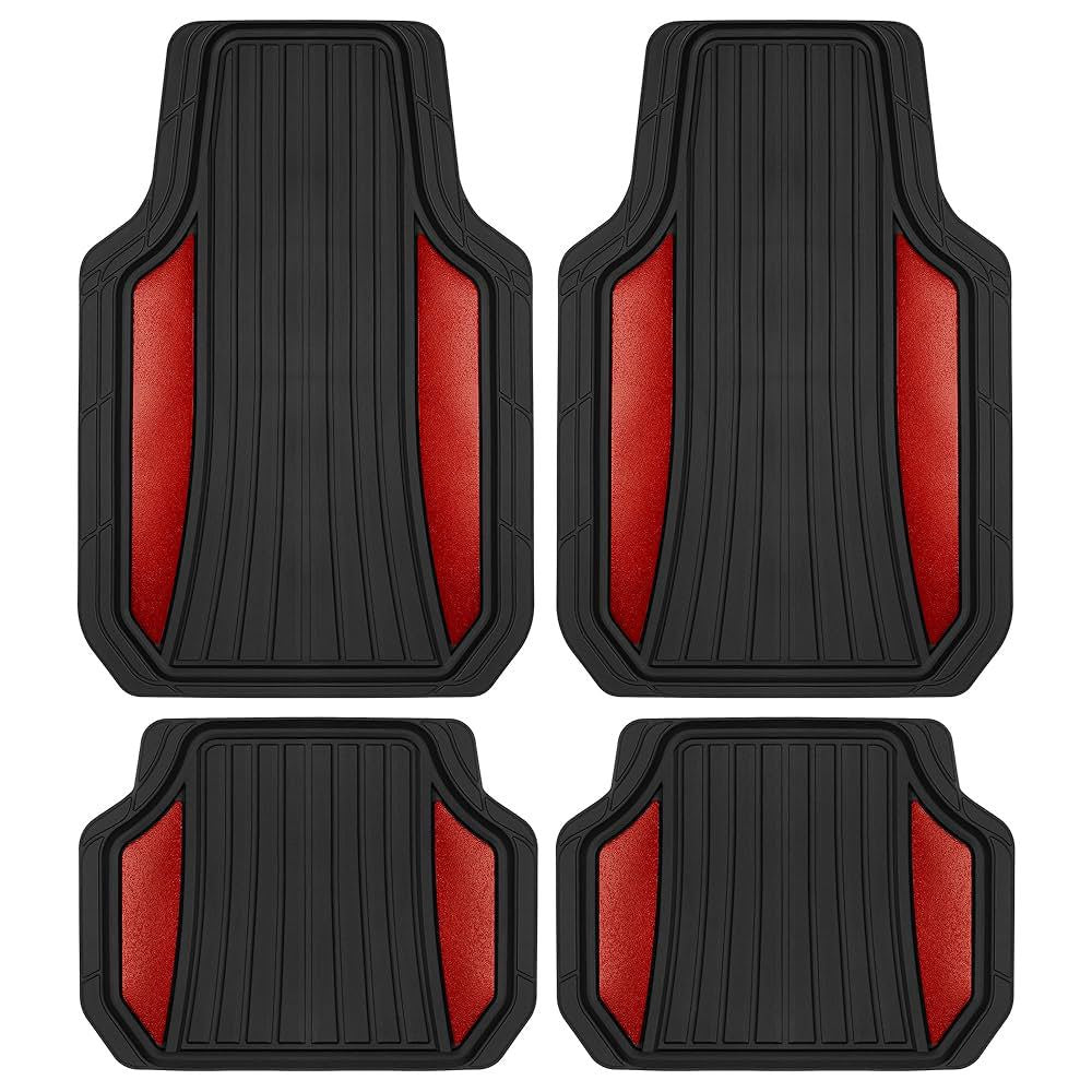 MAJIC Car Mat Universal 175 4PCS Rubber Black and Red Stylus