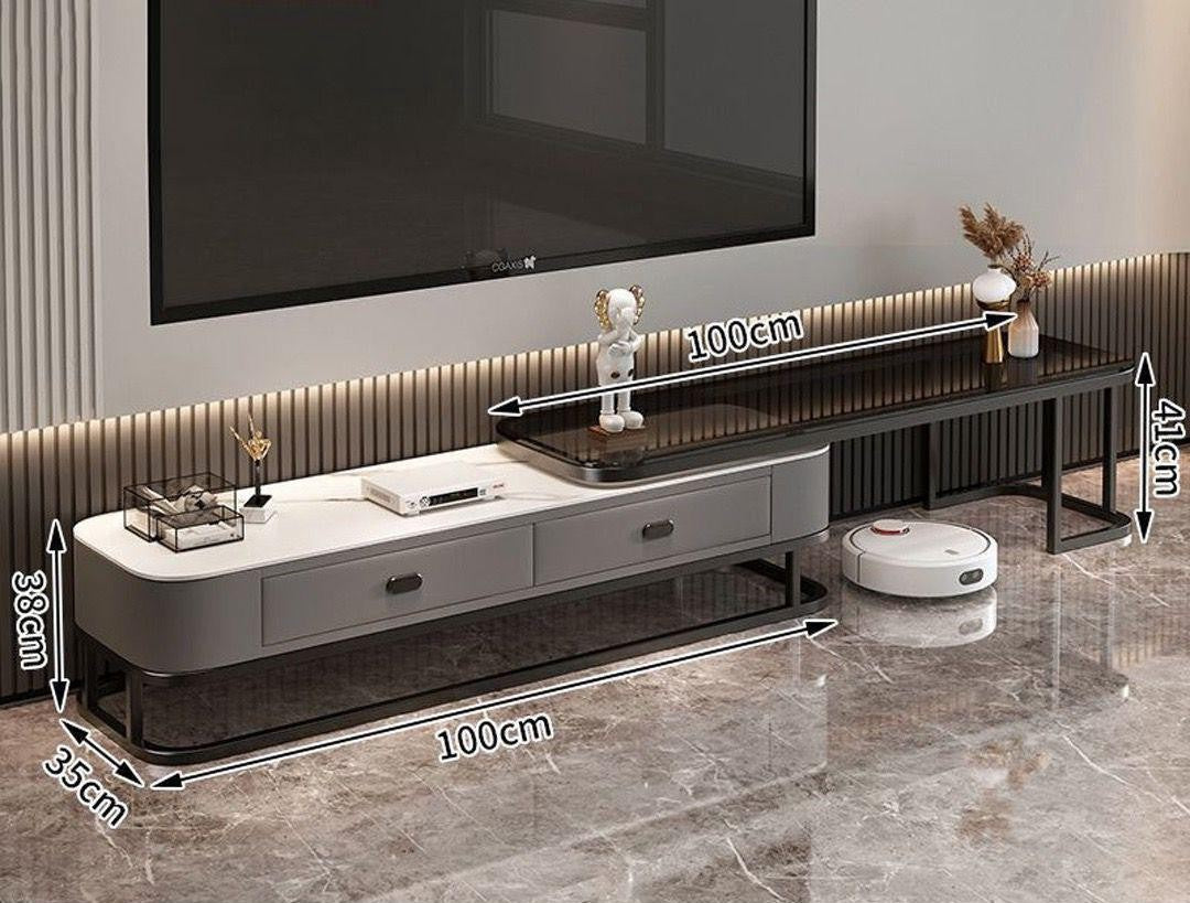 TV Stand DSJG-6789-Y54 Black and Grey 2PCS Set TV Cabinet 100X38CM