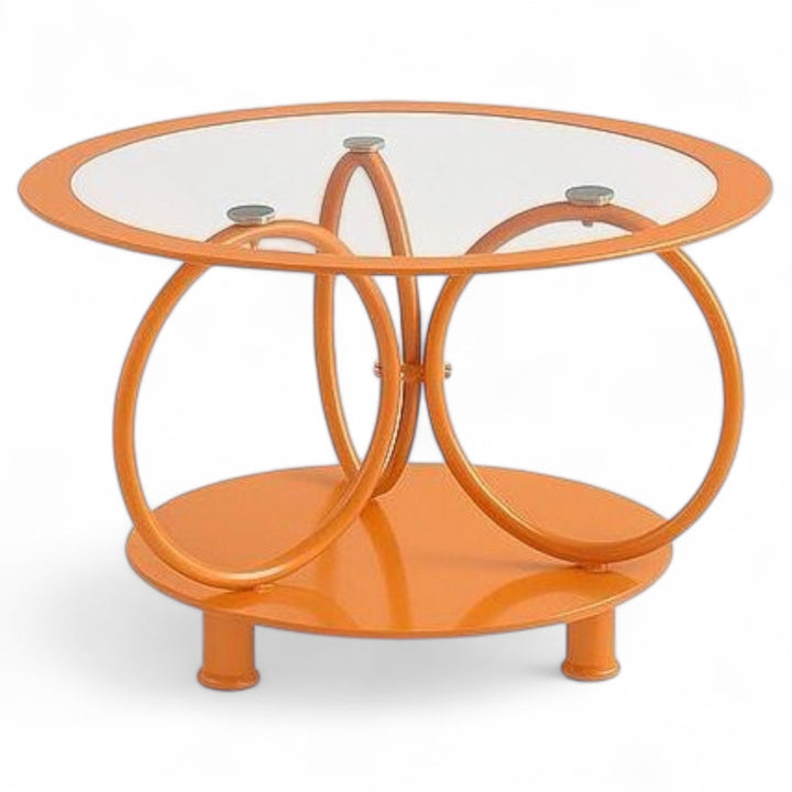 Glass Table CJ-2595-Y45 Yellow Gold Coffee Table Round 70X70CM