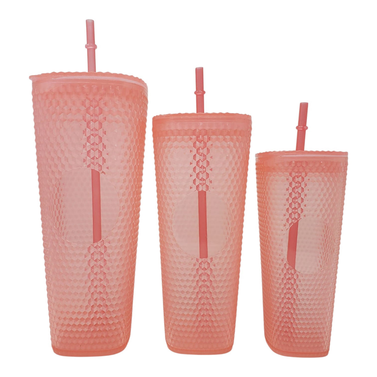 Travel Cup Diamond Textured Tumbler with Straw 3PCS LS51