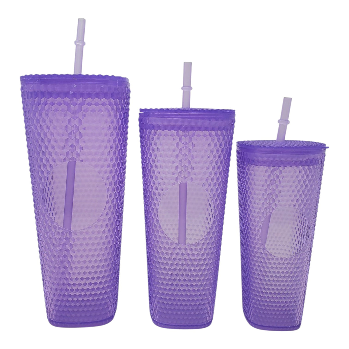 Travel Cup Diamond Textured Tumbler with Straw 3PCS LS51