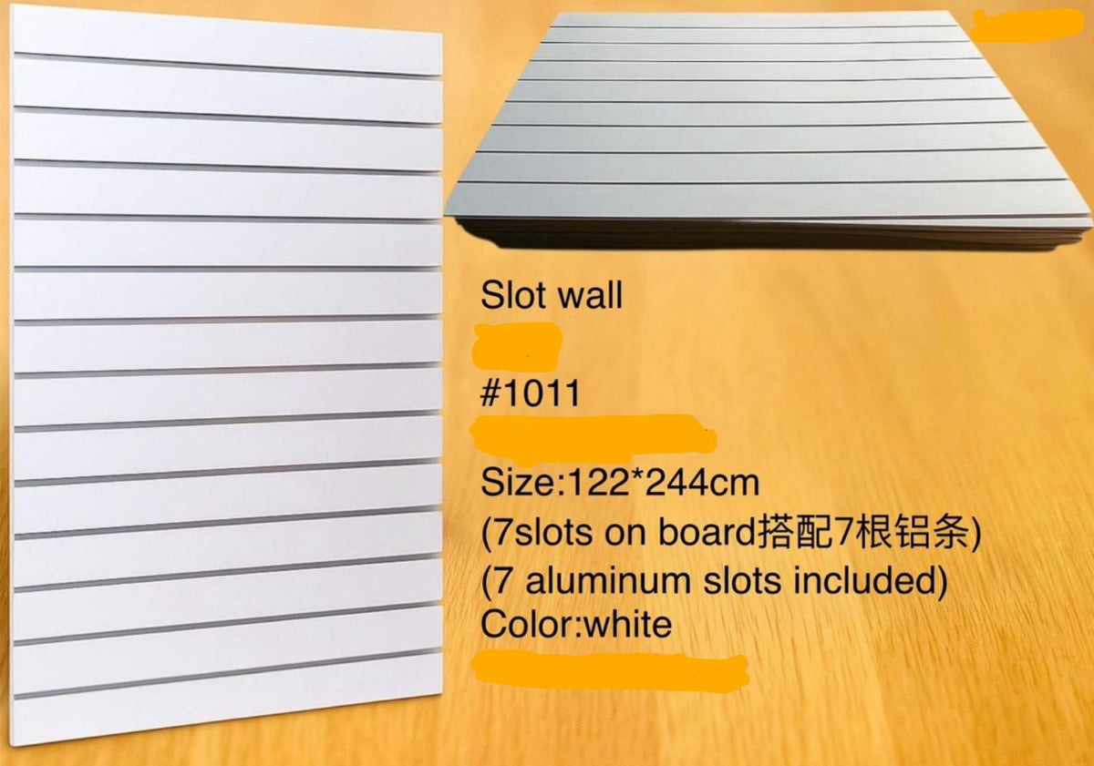 Slatwall Board White 8' X 4' Includes 7PCS Aluminium Slots