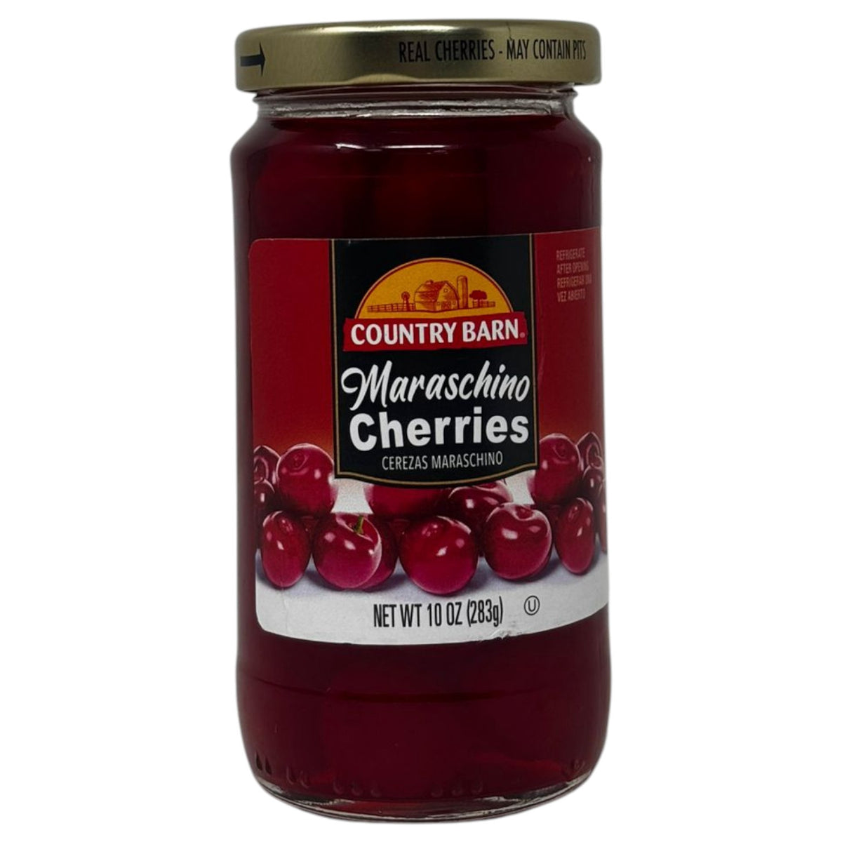COUNTRY BARN Cherries Maraschino Red Without Stems 10OZ 283G