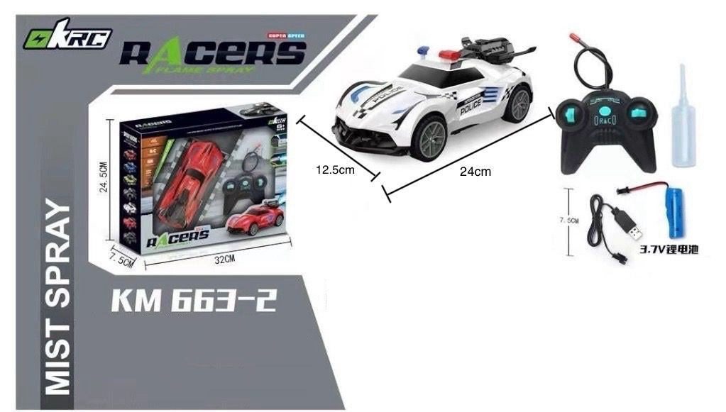 GENERIC Toy Car Racers R/C Mist Spray White Km 663-2 1: 20