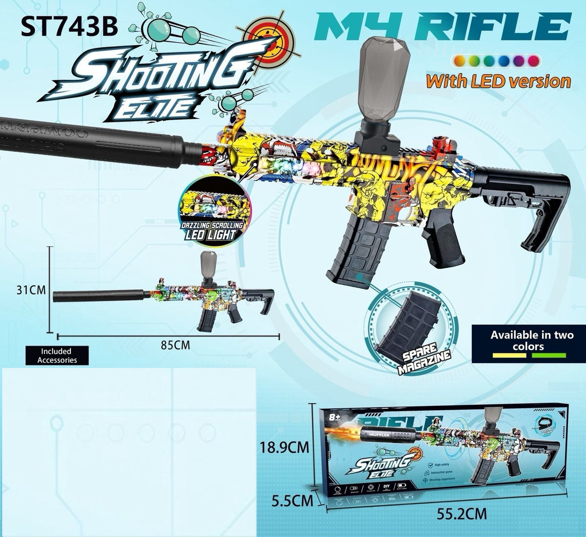 GENERIC Toy Gun Gel Balls Blaster Pellet Water Gun M4 Rifle Electric Shooting Elite LED ST743B