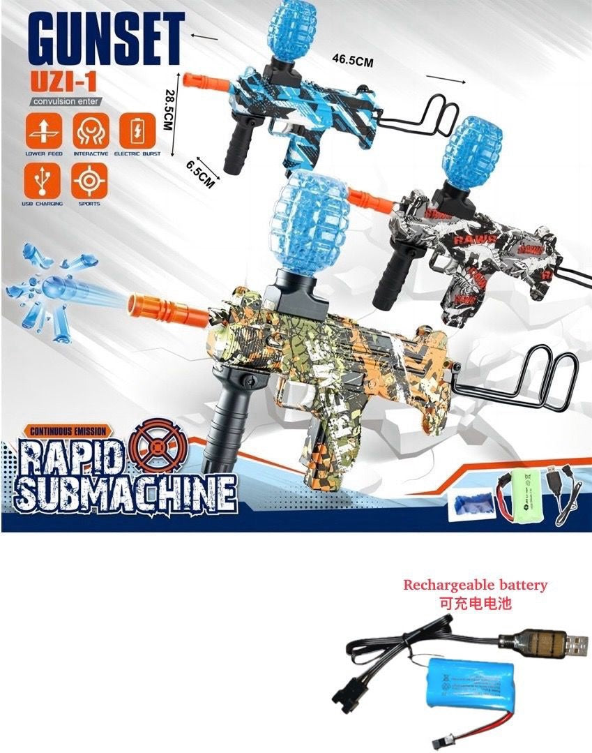 GENERIC Toy Gun Gel Balls Blaster Pellet UZI-1 Rapid Submachine Gunset Rechargable Battery A209367