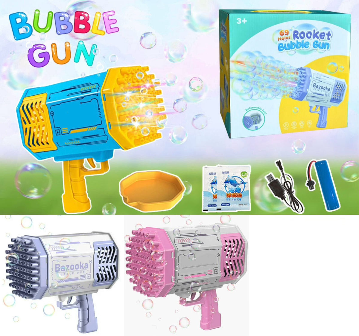 GENERIC Toy Bubble Machine 518 Rocket Bubble Gun Bazooka