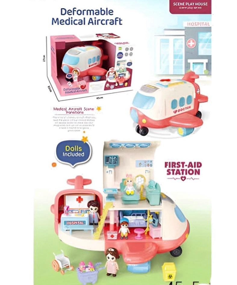 GENERIC Toy Medical Aircraft Playset I1726153