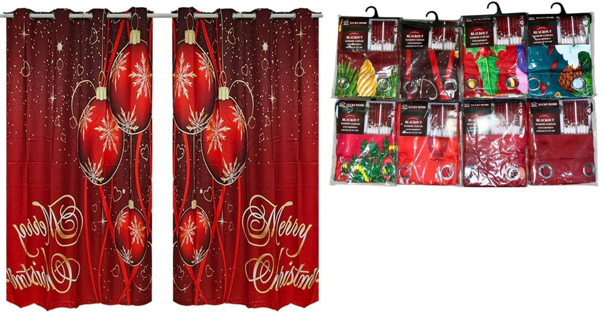 Christmas Decorations Curtains Blackout CL-6617-Y54 55" X 88" 140 X 225CM Lucky Home