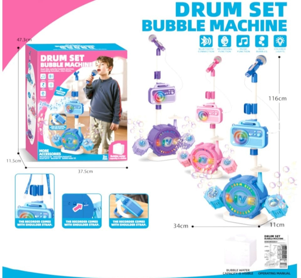 GENERIC Toy Drum Set with Bubbles Machine Wonder Baby FS-120