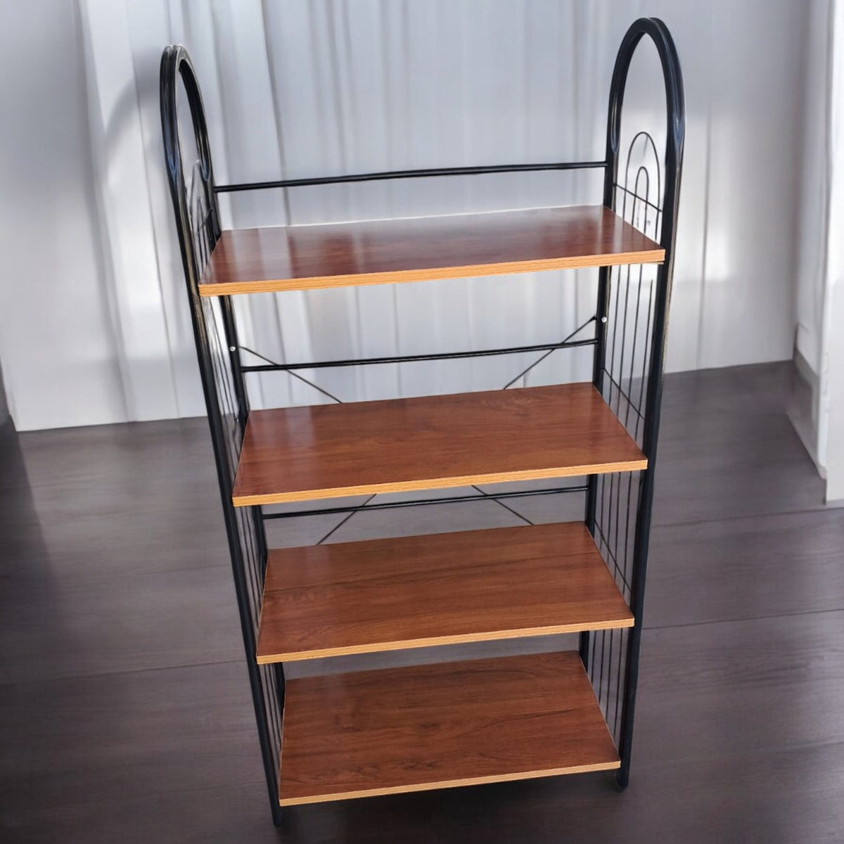 Shoe Rack S-04 4 Shelves Black Metal Frame