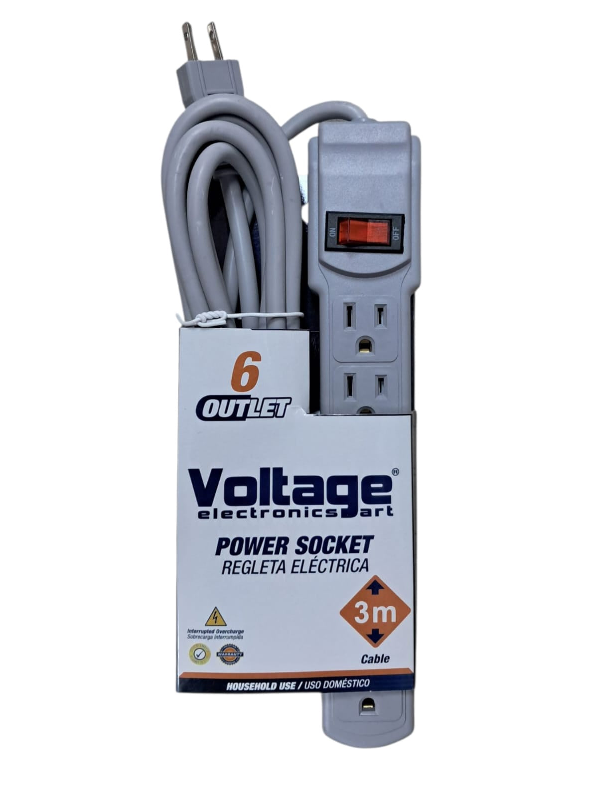 VOLTAGE Power Strip 6 Outlet GT-AS002B-3M 3 Meter Cable