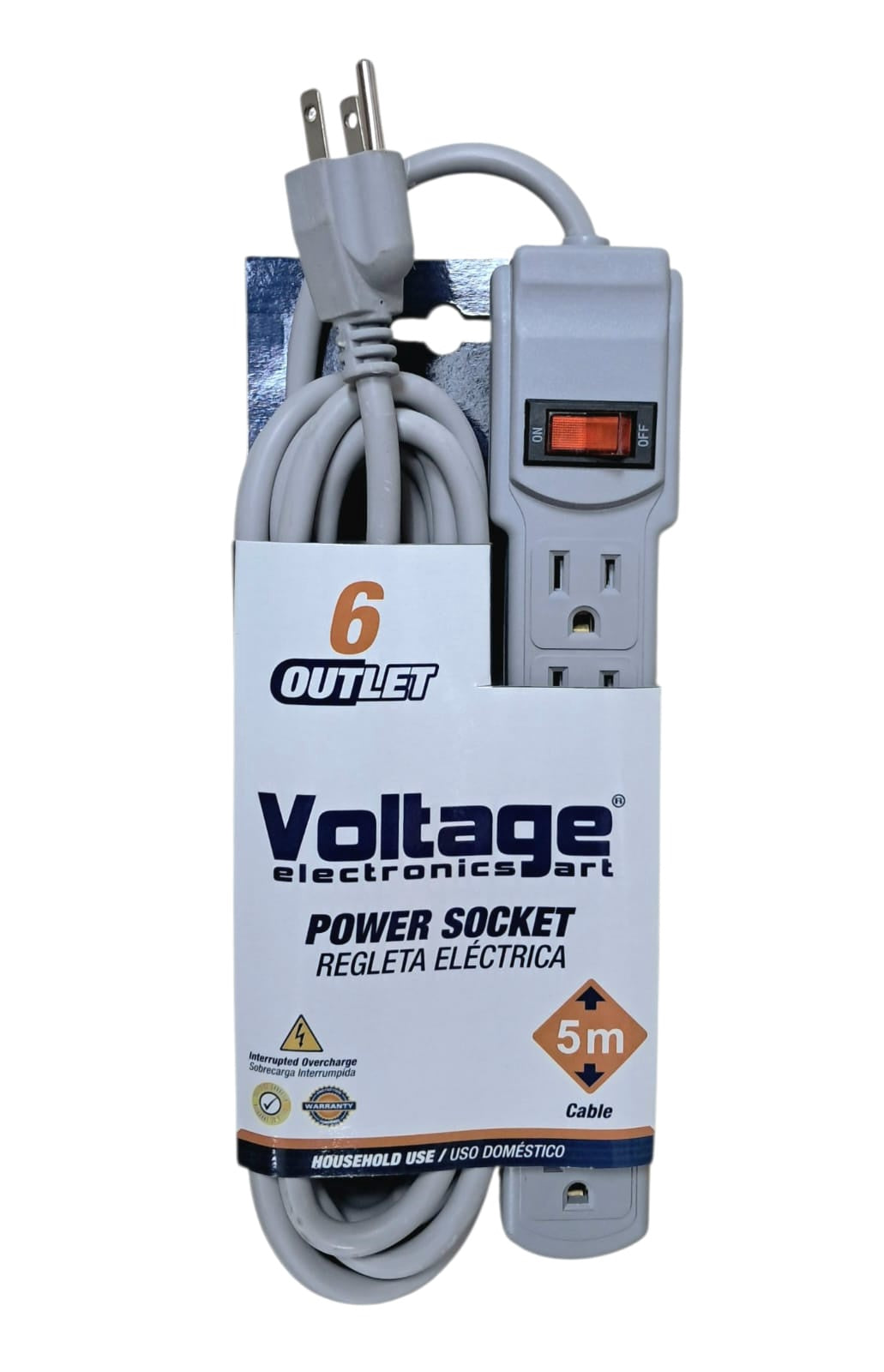 VOLTAGE Power Strip 6 Outlet GT-AS002B-5M 5 Meter Cable