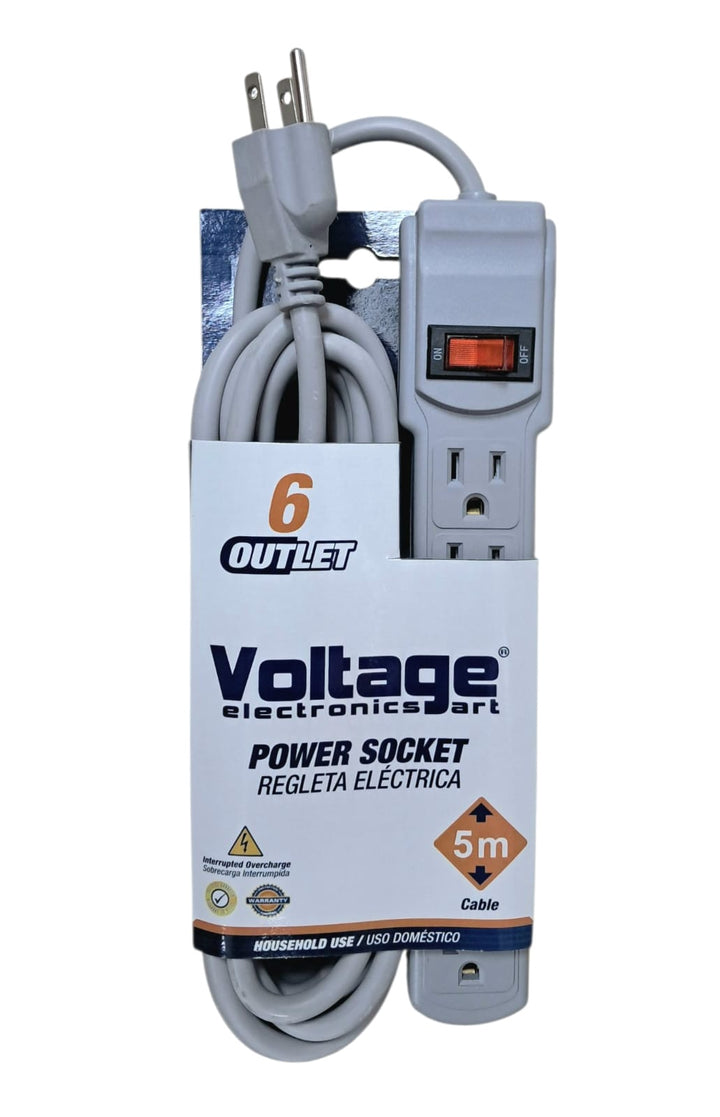 VOLTAGE Power Strip 6 Outlet GT-AS002B-5M 5 Meter Cable