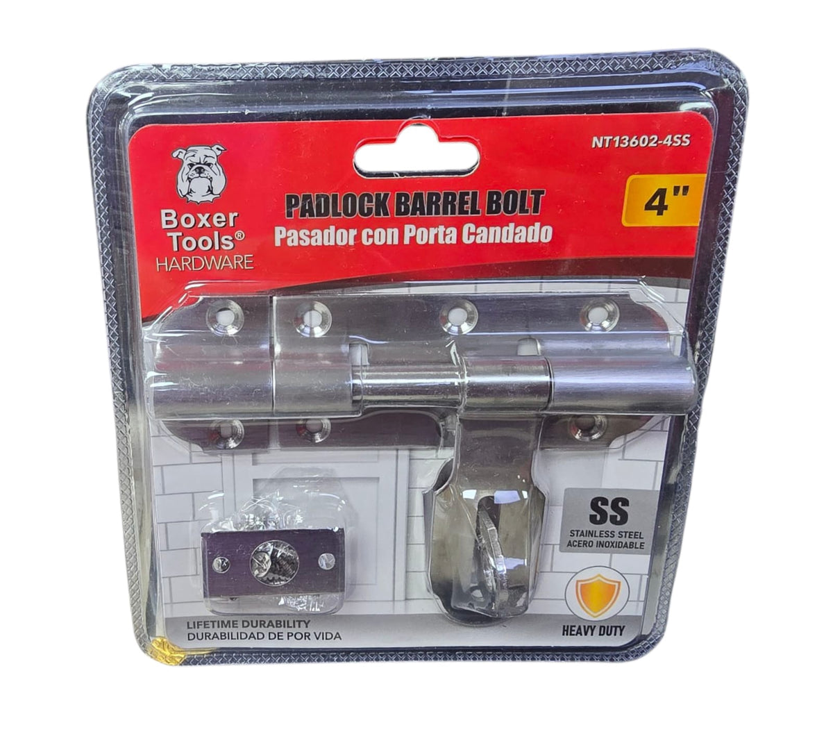 BOXER Tower Bolt 4" Chrome Padlock NT13602-4SS