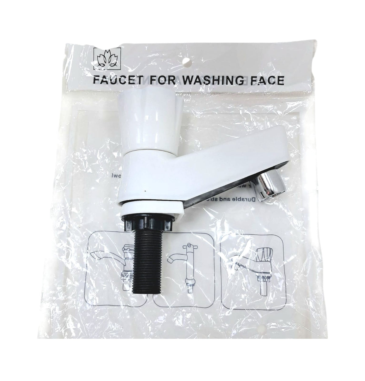 Pillar Tap 1/2" Plastic White & Black Faucet for Washing Face