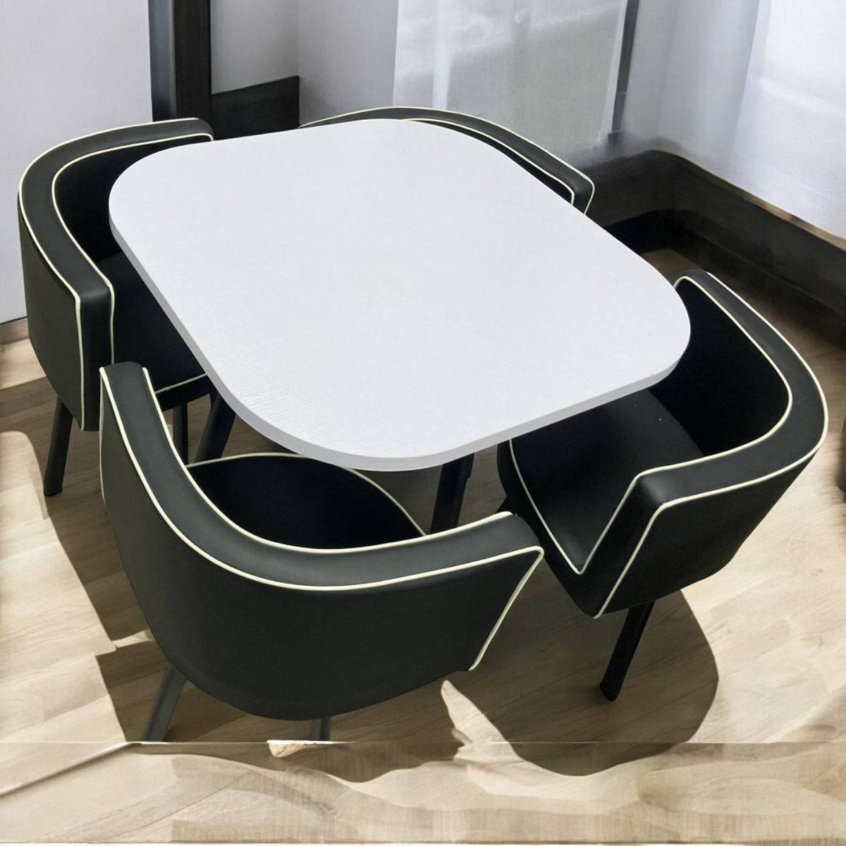 Wood Dining Table 69240833 with 4 Chair Set